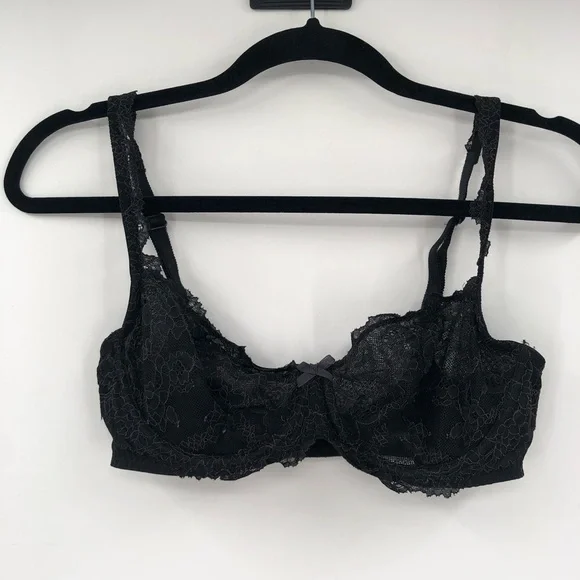 VICTORIA'S SECRET Dream Angels Unlined Demi Bra 34D Black Lace Sheer Sexy Bra - Picture 2 of 11